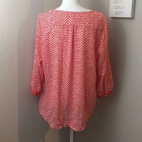 Zac & Rachel Coral Chevron Blouse - Picture 4 of 5